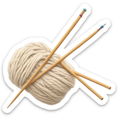 beige skein of yarn and knitting needles sticker