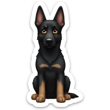 Black German shepherd with ears down sticker