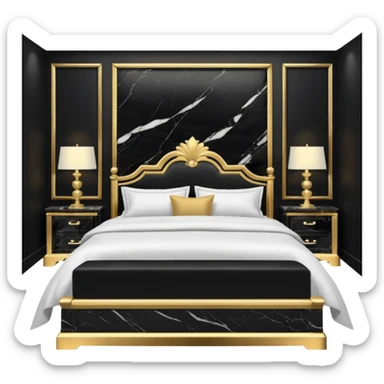 Luxurious black marble bed room with gold and white accents  sticker