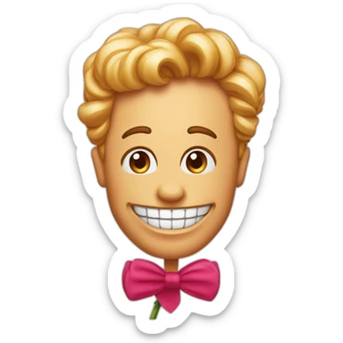 Monsieur avec un rose entre les dents sticker