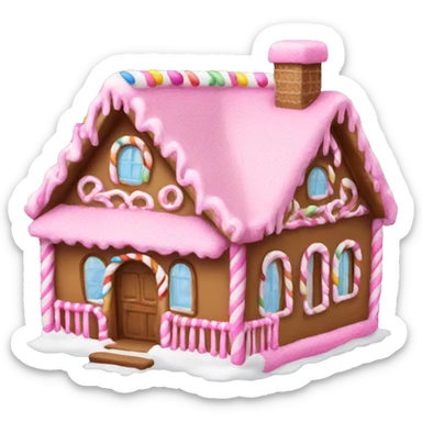 A pink gingerbread house sticker