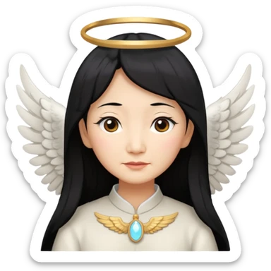 Angel Old Lady with wings black hair asian  smaller eyes sticker