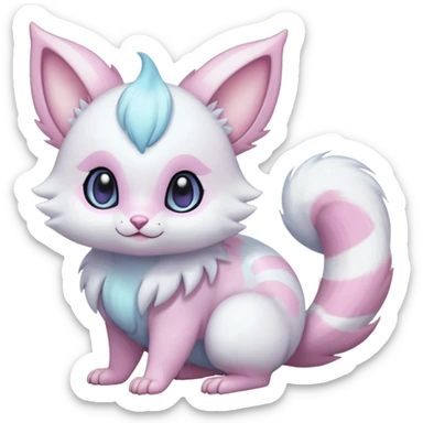 Shiny Cute Adorable Innocent Precious Furry Divine Glorious Holy Iridescent Pale Pastel Whitish Bright Furret-Absol-Skitty-Noibat-Hybrid (Full body) sticker