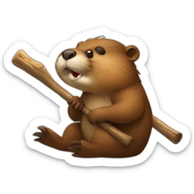 beaver with a stick in his mouth sticker