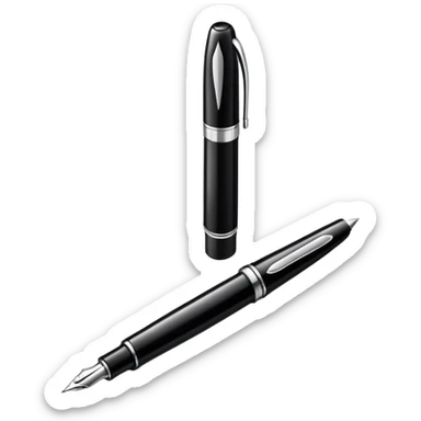 fountain pen drawing a smooth curved line, representing logo design sticker