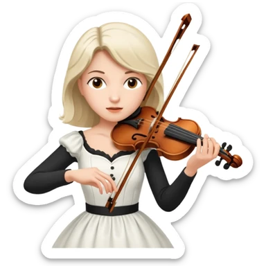 woman playing violin with white dress sticker