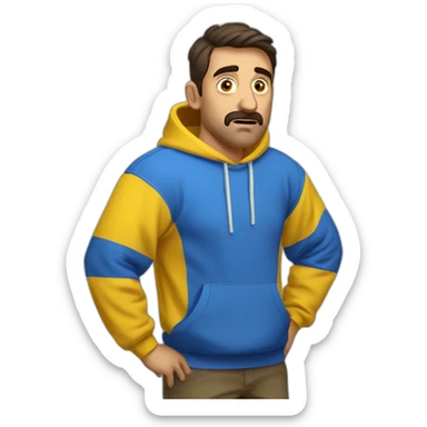 Armenian men in yellow sweatshirt shocked looking at kamera sticker
