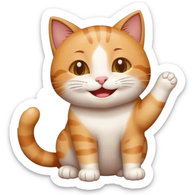 cute happy cat enjoying the rain with a smile sticker