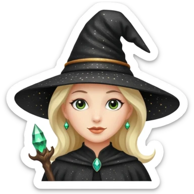black gitter hat witch sticker