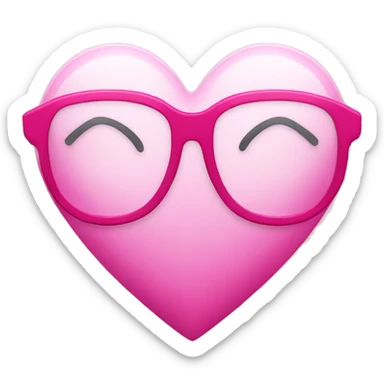 pink heart with glasses on it sticker