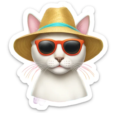 White siamese cat in cool beach outfit sticker
