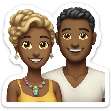 happy couple only girl with jewelry sticker