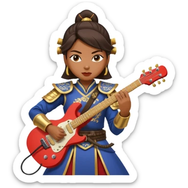 Very dangerous femal Thai samurai with amor typical Thai which plays e guitar sticker