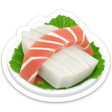 Piece of tuna sashimi hugging piece of white sashimi sticker