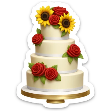 a wedding cake with sunflowers and roses  sticker