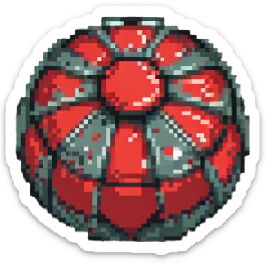 Red digital bomb, round bomb body with red highlights and details, no timer, fierce design, pixel art style sticker