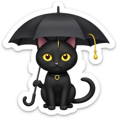 black cat with umbrella sticker