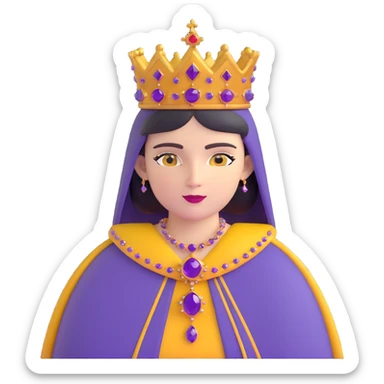 Empress Theodora wearing a jeweled crown and purple cloak sticker