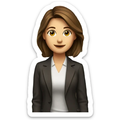 A young teacher with brown hair with a laptop. No glasses. The background is a modern bookshelf.  sticker