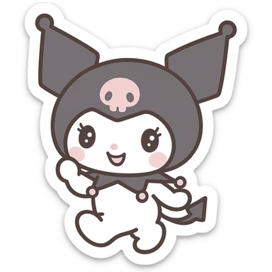 Kuromi character playful pose, cute and recognizable, transparent background sticker
