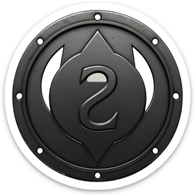 Minimal emoji, gothic metal coin made of black steel, engraved number 2 at the center, ancient industrial aesthetic, worn metal texture, no glow, no neon, flat emoji design, centered, transparent background sticker