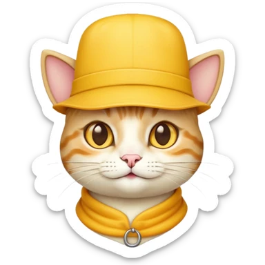 cheese cat wearing a yellow hat sticker