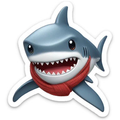 shark with a wooly hat and scarf sticker