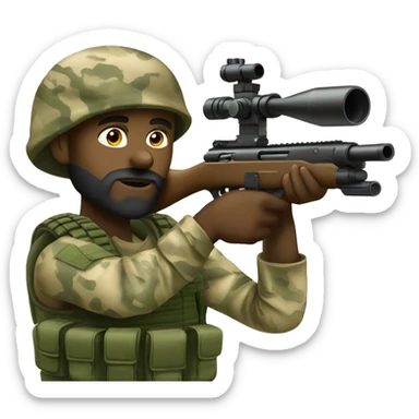 soldier black man with beard aiming sniper camouflage  sticker