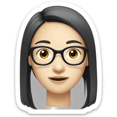 Asian girl with pale skin black straight hair glasses sticker