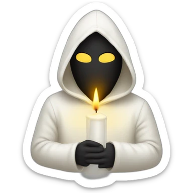White pointy hooded man with mask holding candle sticker