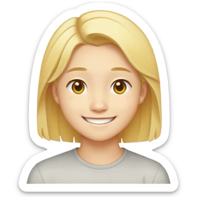 nam 20 tuổi, da vàng, mặt hơi tròn, tóc side part màu vàng, mặt cười tươi vui vẻ sticker