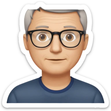 hombre, 50 años pelo poco rapado delgado con gafas sticker