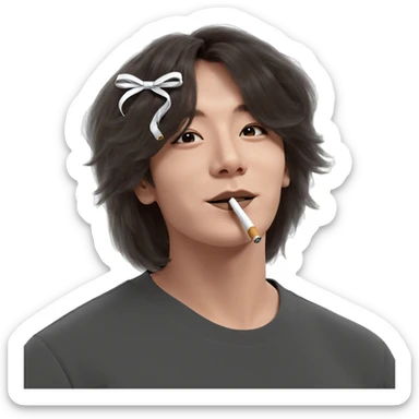 girl with cigarette and ribbon sticker