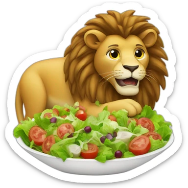 lion eat a salad sticker