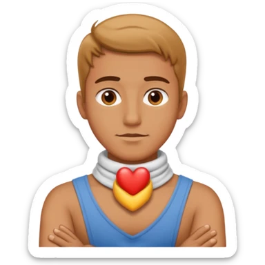 Hands crossed around neck guy sticker