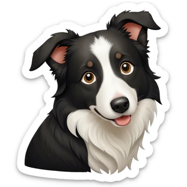 black and white border collie with long nose sticker