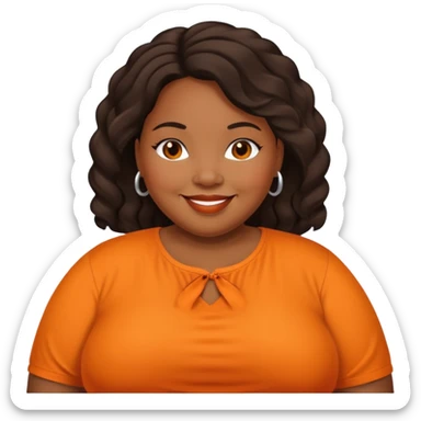 overweight black woman with organge blouse sticker