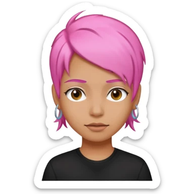 Black shirt pink hair sticker