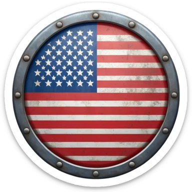 A Circle Shield With American Flag Printed On It sticker