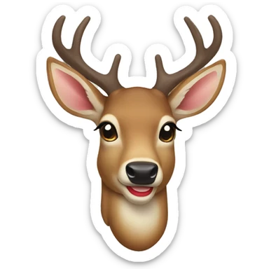 Deer with tongue sticking out of left side of mouth sticker