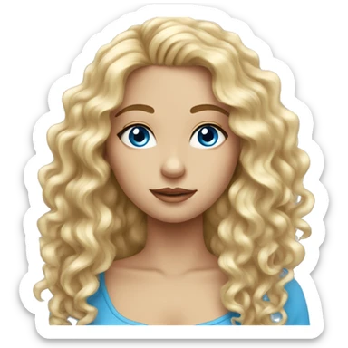 beautiful girl with long curly blonde hair and blue eyes sticker