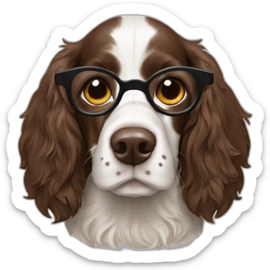 Springer spaniel with man and woman and glasses sticker