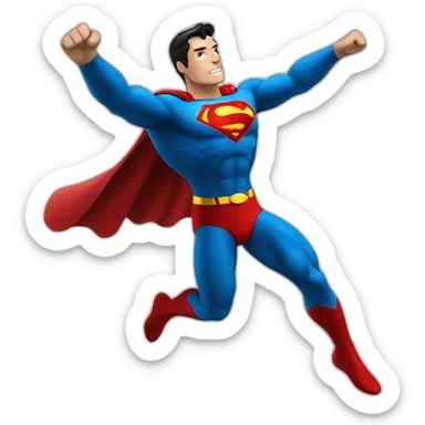superman flying, aerial view, full body sticker