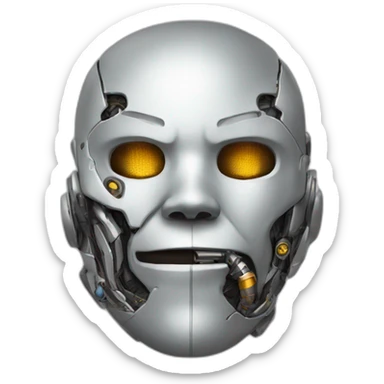 a cyborg covering his mouth sticker