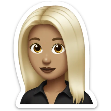 White blonde hair girl with black polo shirt and yeezy shoes sticker