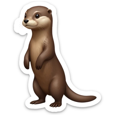 cinematic-noble [otter]-realistic-full-body-standing-emoji,-tail-tucked-close,-head-tilted-dramatically,-sleek-[brown]-fur,-simplified-yet-realistic-focused-features,-highly-detailed,-glowing-with-an-almost-sarcastic-glow  expressive eyes sticker