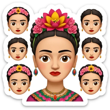 defferent emojis and emoticons of Frida Kahlo in style of her artworks  sticker