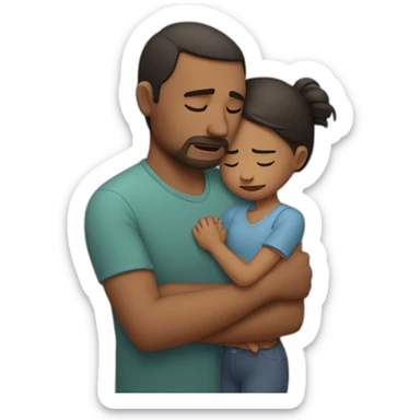 Girl crying while holding dad's hand sticker