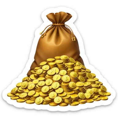 mountain of money with bags of money sticker