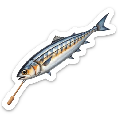 whole grilled mackerel on skewer sticker